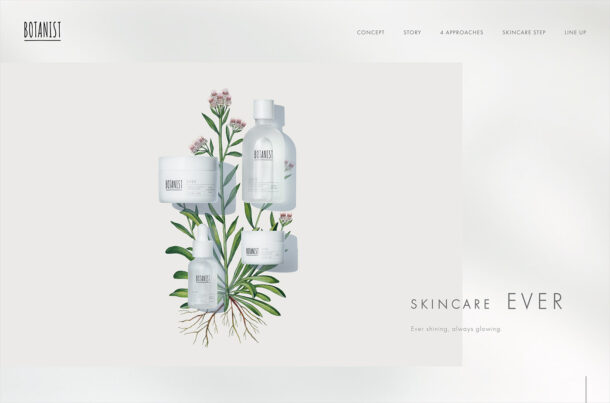 植物の生命力を肌へ｜BOTANIST SKINCARE EVERウェブサイトの画面キャプチャ画像
