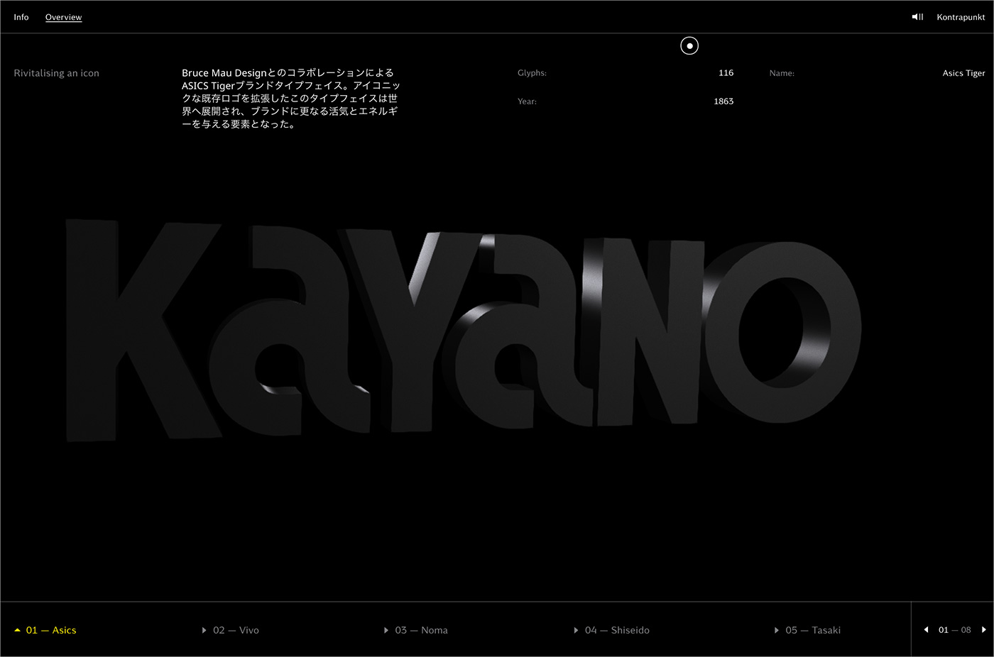 Kontrapunkt Type – a virtual exhibition on bespoke type design.ウェブサイトの画面キャプチャ画像