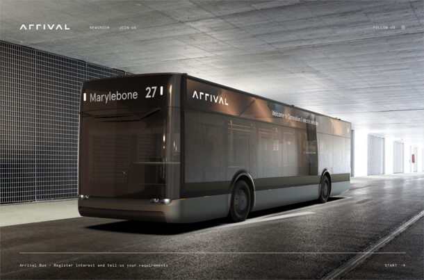 Arrival | Integrated Transport Ecosystem | Discover Bus and Vanウェブサイトの画面キャプチャ画像