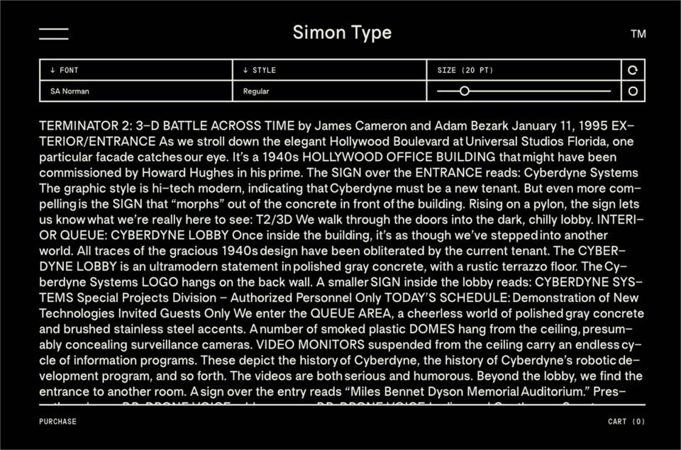 Simon Typeウェブサイトの画面キャプチャ画像