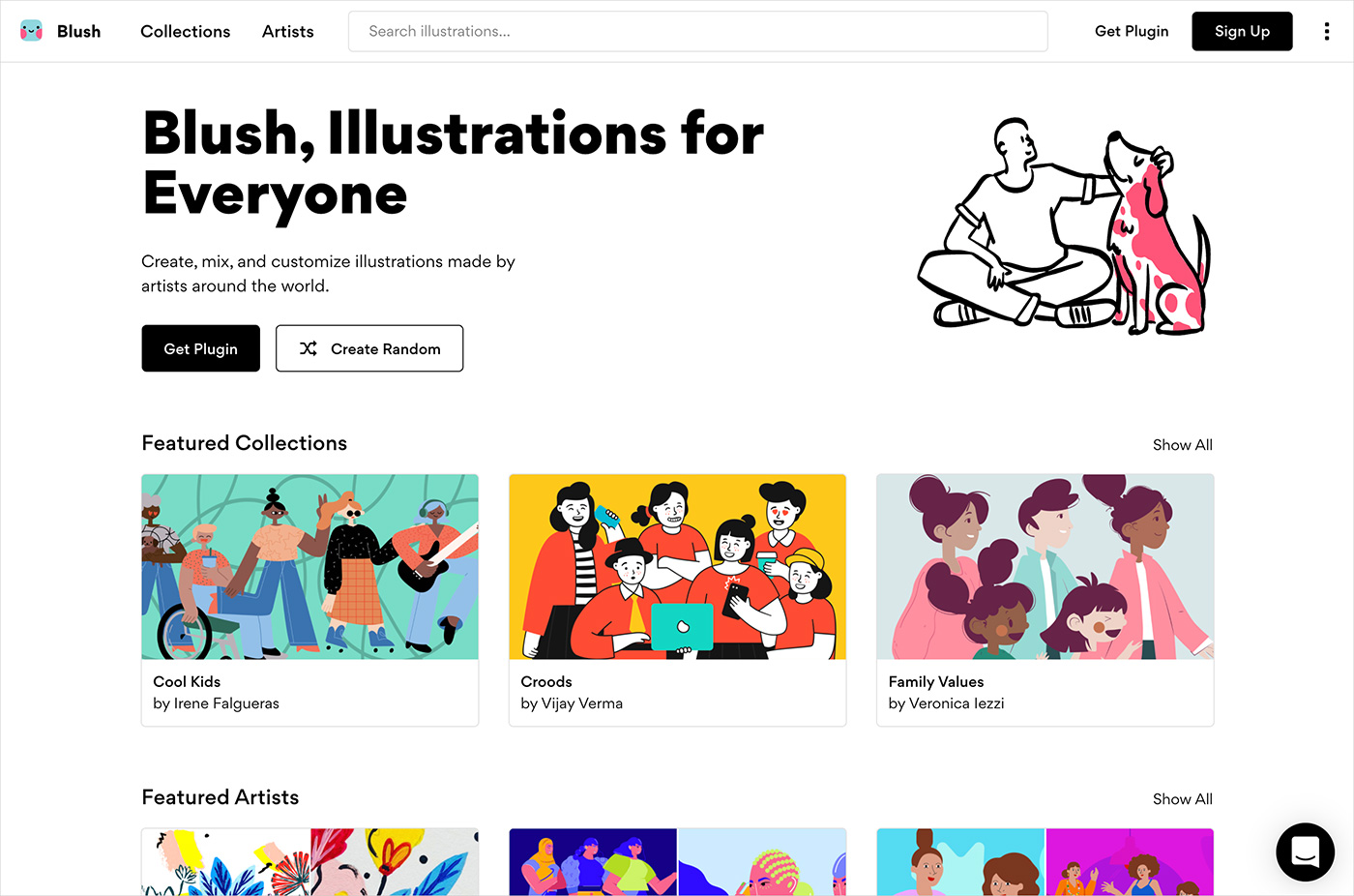 Blush: Illustrations for everyoneウェブサイトの画面キャプチャ画像