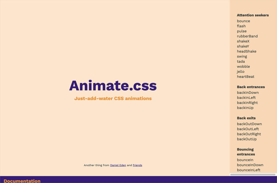 Animate.css | A cross-browser library of CSS animations.ウェブサイトの画面キャプチャ画像