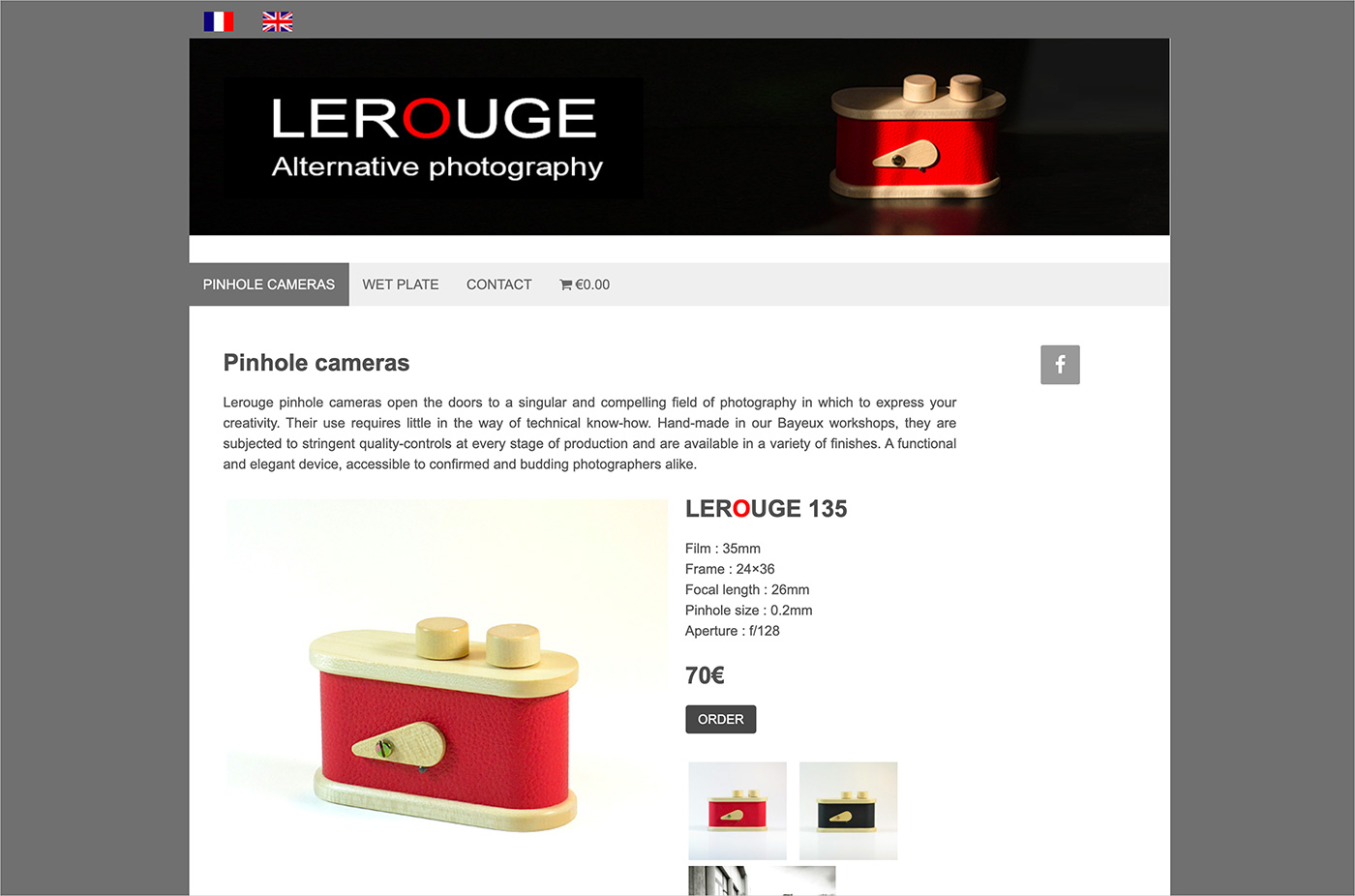 pinhole cameras – Lerouge-cameraウェブサイトの画面キャプチャ画像