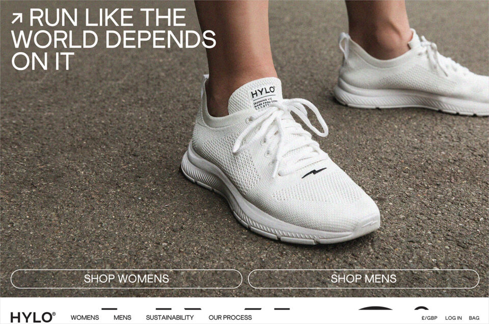 Hylo Athletics | The world's most sustainable running shoeウェブサイトの画面キャプチャ画像