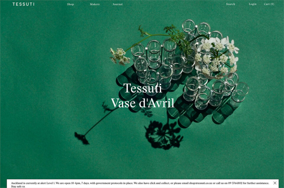Tessuti – Luxury Homeware and Gift Boutique, Auckland, New Zealandウェブサイトの画面キャプチャ画像