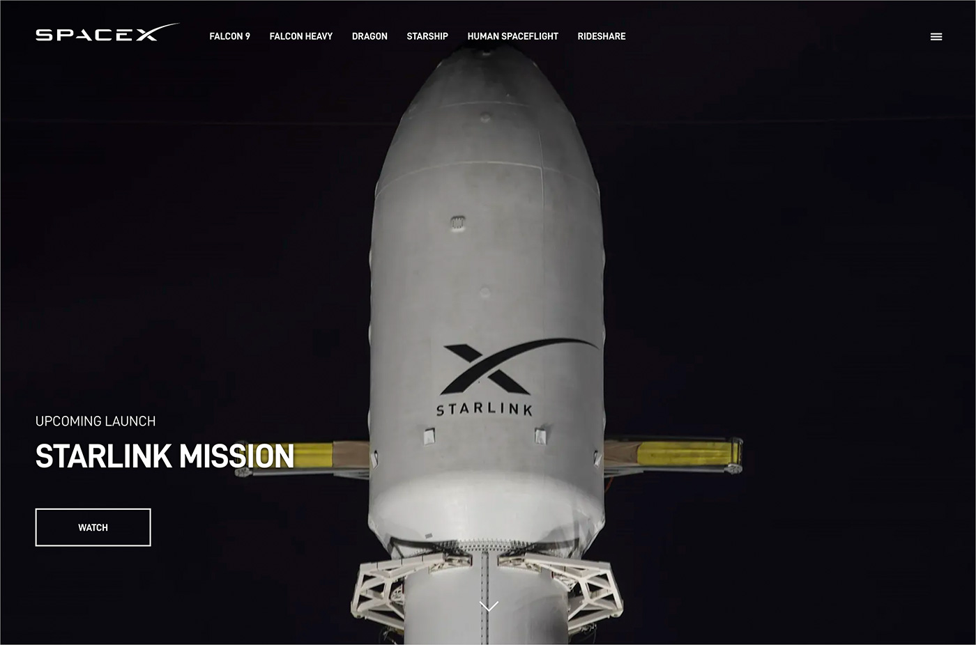 SpaceXウェブサイトの画面キャプチャ画像