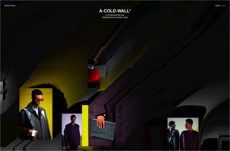 A-COLD-WALL* AUTUMN/WINTER 2021ウェブサイトの画面キャプチャ画像