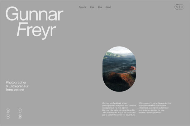 Gunnar Freyrウェブサイトの画面キャプチャ画像
