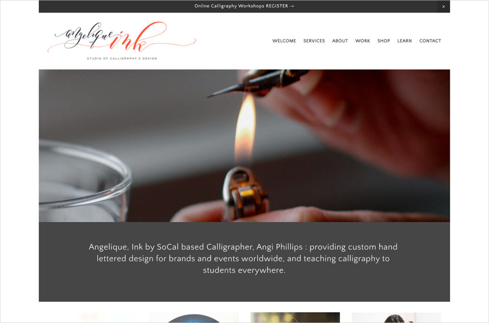 Angelique Inkウェブサイトの画面キャプチャ画像