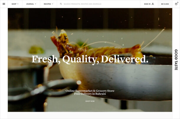 Good Taste – Grocery Delivery in Bahrainウェブサイトの画面キャプチャ画像