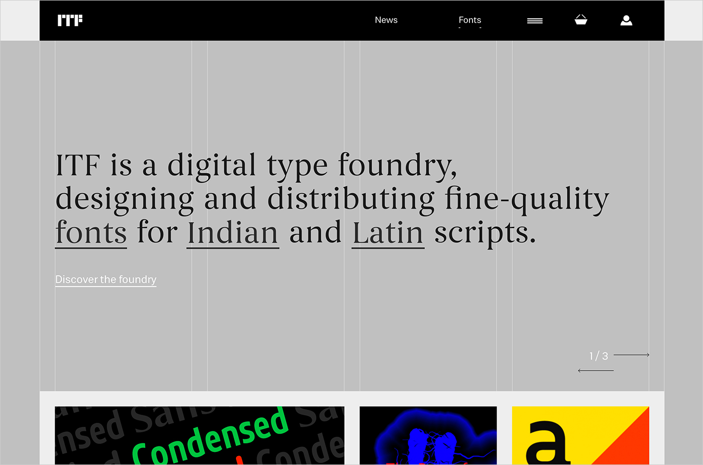 Indian Type Foundryウェブサイトの画面キャプチャ画像