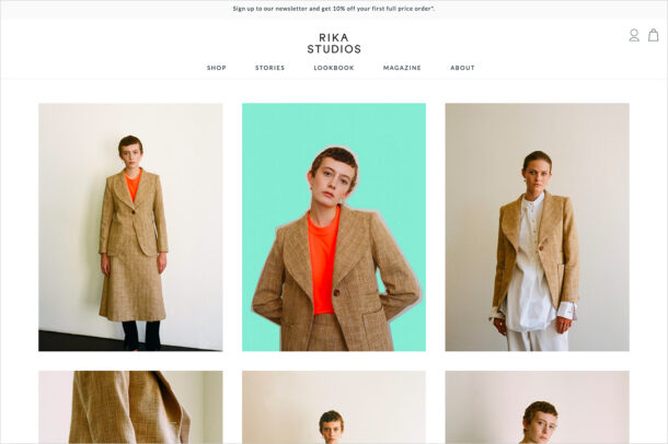 Rika Studiosウェブサイトの画面キャプチャ画像