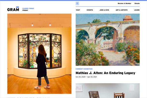 Grand Rapids Art Museumウェブサイトの画面キャプチャ画像