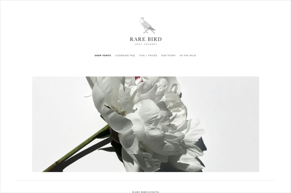 RARE BIRD FONT FOUNDRYウェブサイトの画面キャプチャ画像