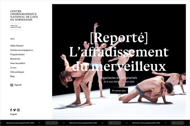Centre Chorégraphique National de Caen en Normandie.ウェブサイトの画面キャプチャ画像