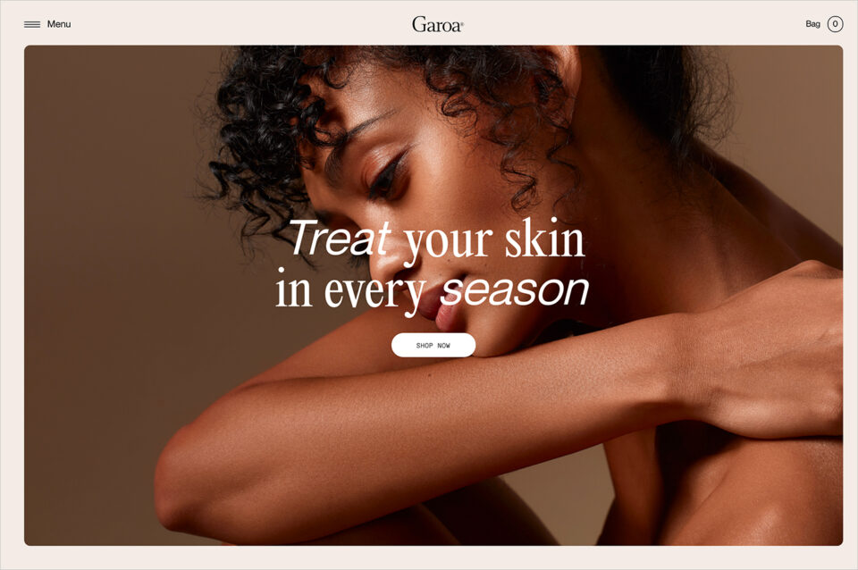 Garoa Skincareウェブサイトの画面キャプチャ画像