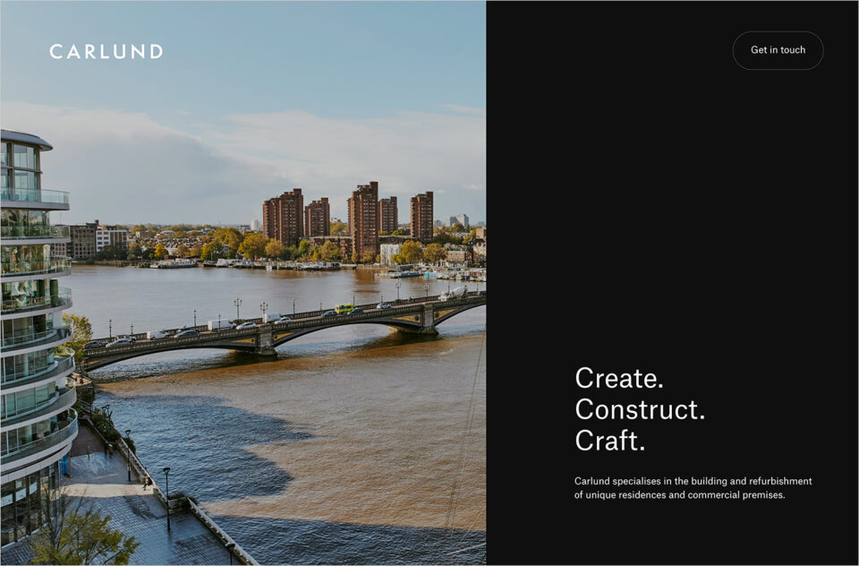 Carlund — Design | Construction | Refurbishmentウェブサイトの画面キャプチャ画像