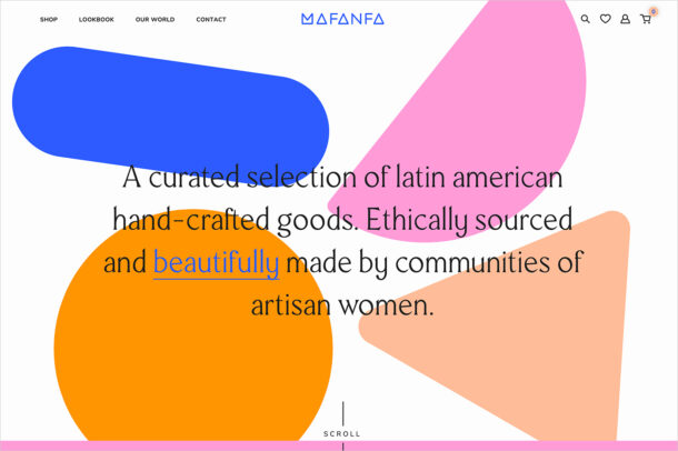 Mafanfa – A curated selection of latin american hand-crafted goods.ウェブサイトの画面キャプチャ画像