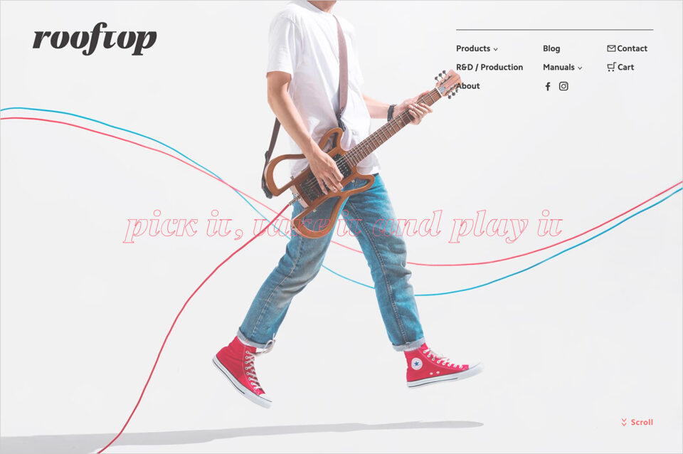 Rooftop Guitar Worksウェブサイトの画面キャプチャ画像