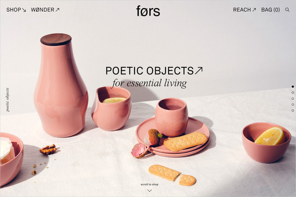 førs — poetic objectsウェブサイトの画面キャプチャ画像