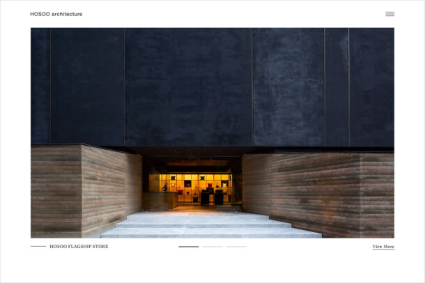 HOSOO architectureウェブサイトの画面キャプチャ画像