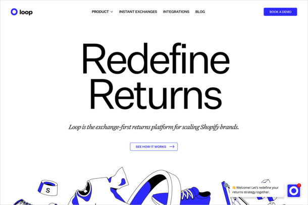 Loop Returns | The returns solution for Shopify’s top brandsウェブサイトの画面キャプチャ画像