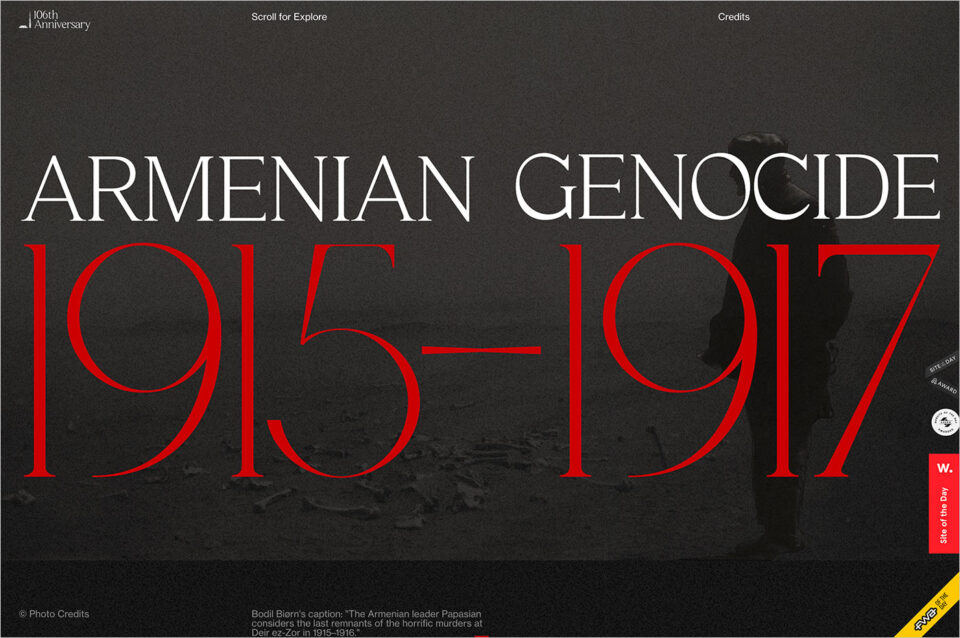 The Armenian Genocideウェブサイトの画面キャプチャ画像