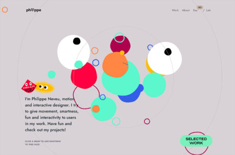 Philippe Neveu – Independent motion & interactive designerウェブサイトの画面キャプチャ画像