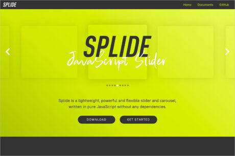 Splide – Free, lightweight and powerful JavaScript sliderウェブサイトの画面キャプチャ画像