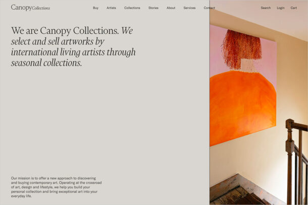Canopy Collectionsウェブサイトの画面キャプチャ画像