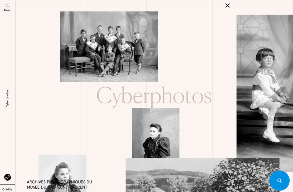 Archives photographiques du Musée du Bas-Saint-Laurent – Cyberphotosウェブサイトの画面キャプチャ画像
