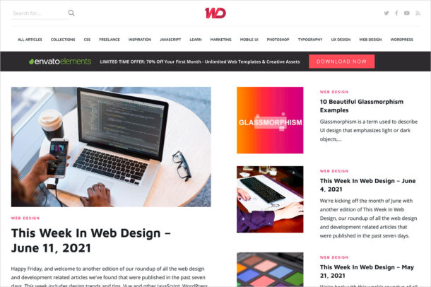 1stWebDesigner • Helping You Build a Better Web – For Web Professionalsウェブサイトの画面キャプチャ画像