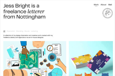 Jess Bright Designウェブサイトの画面キャプチャ画像