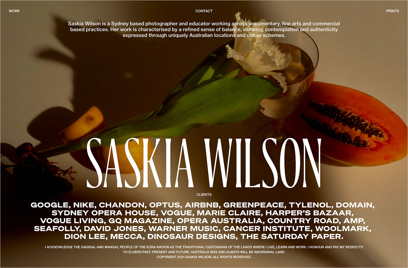Saskia Wilsonウェブサイトの画面キャプチャ画像
