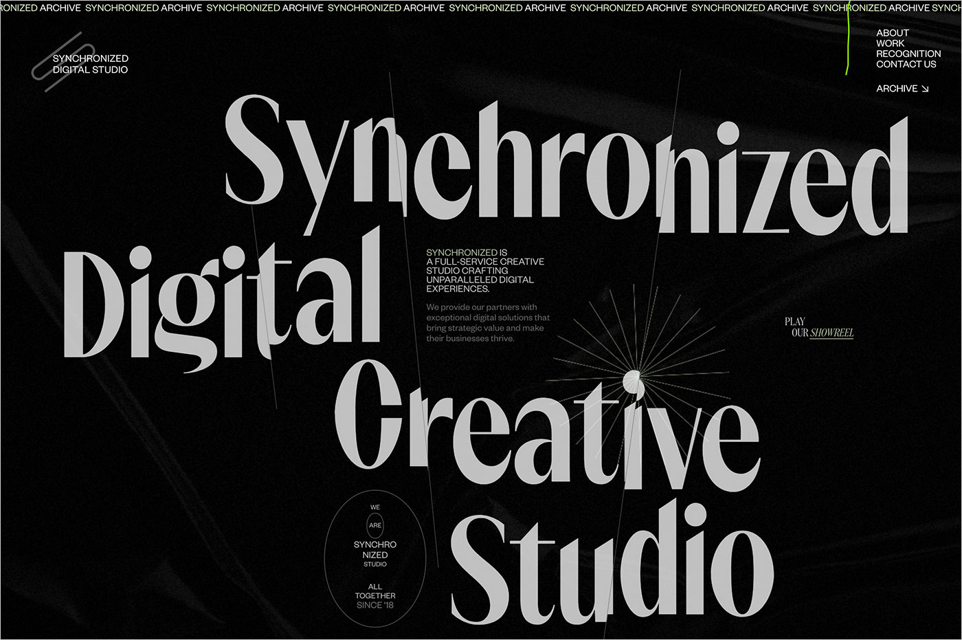 Synchronized | Digital Creative Studioウェブサイトの画面キャプチャ画像