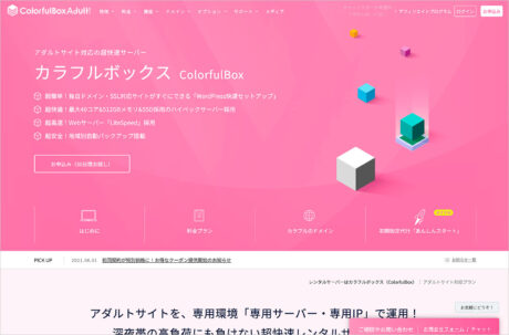アダルト対応サーバー | レンタルサーバーはカラフルボックス（ColorfulBox）ウェブサイトの画面キャプチャ画像