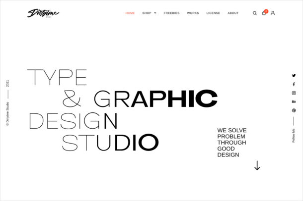 Dirtyline Studio – Type Foundry and Graphic Design Studioウェブサイトの画面キャプチャ画像