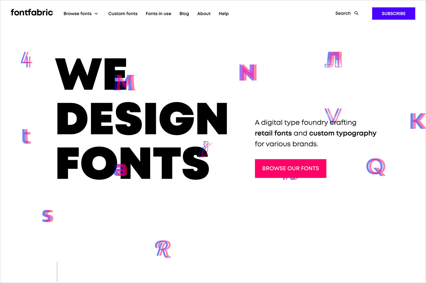 Fontfabric™ — We design fontsウェブサイトの画面キャプチャ画像