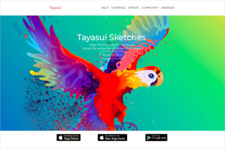 Tayasui Sketchesウェブサイトの画面キャプチャ画像