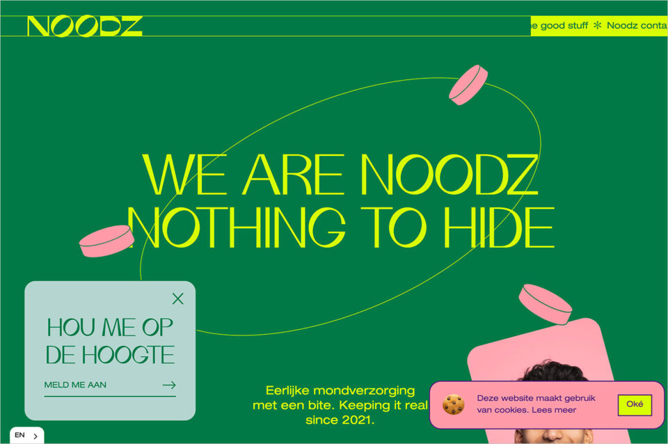 Noodz → Nothing to hideウェブサイトの画面キャプチャ画像
