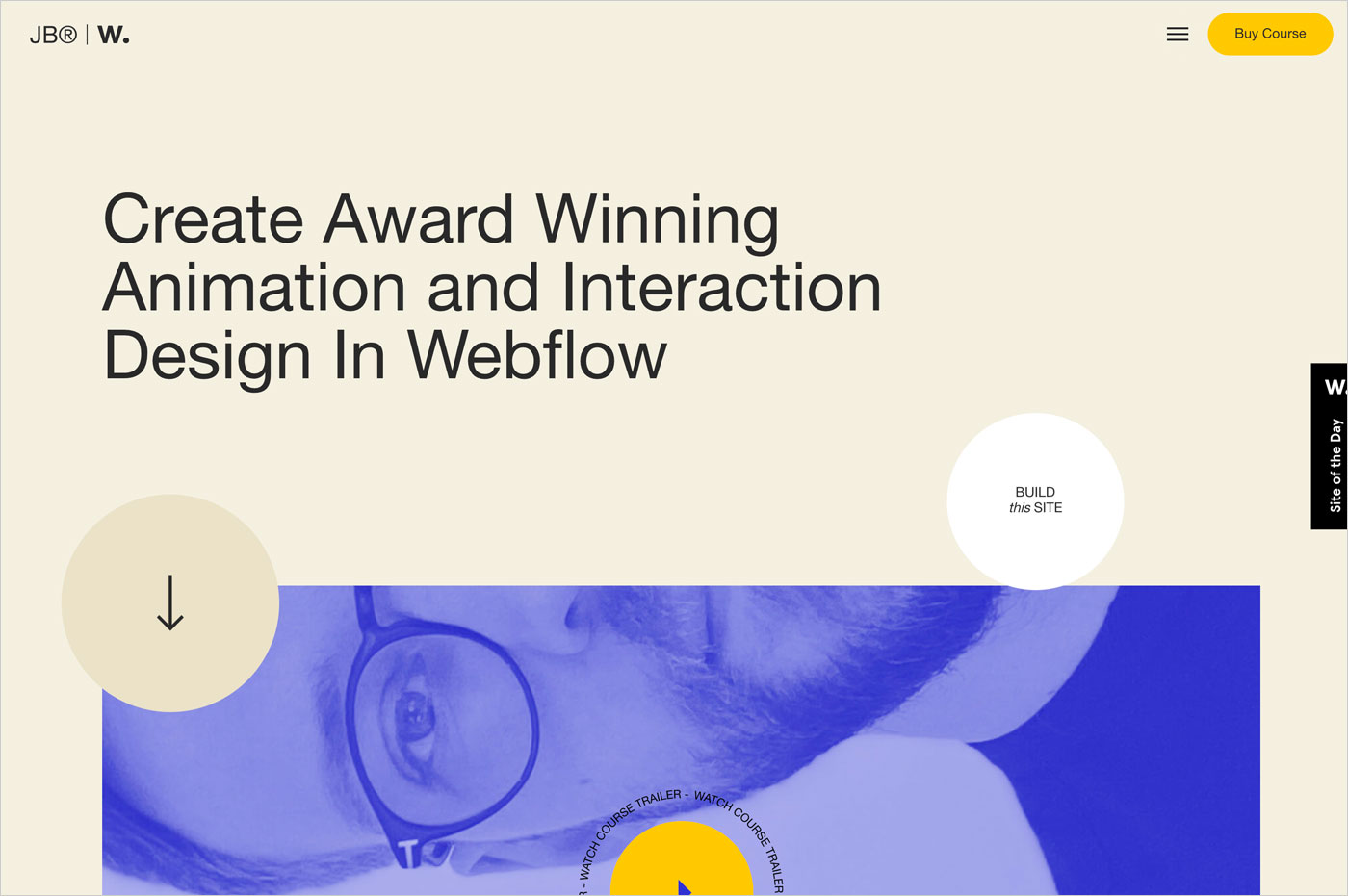 Create Award Winning Animation and Interaction Design In Webflowウェブサイトの画面キャプチャ画像