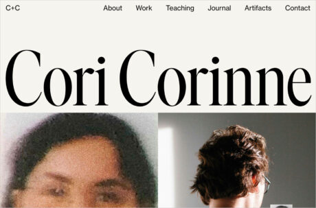 Cori Corinne – Portfolioウェブサイトの画面キャプチャ画像