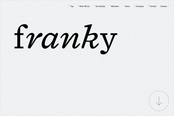 franky, Inc.ウェブサイトの画面キャプチャ画像