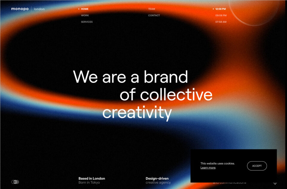 monopo london | Tokyo-born design-driven creative agency.ウェブサイトの画面キャプチャ画像