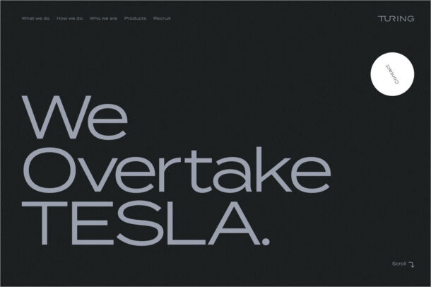 TURING株式会社 – We overtake TESLA.ウェブサイトの画面キャプチャ画像