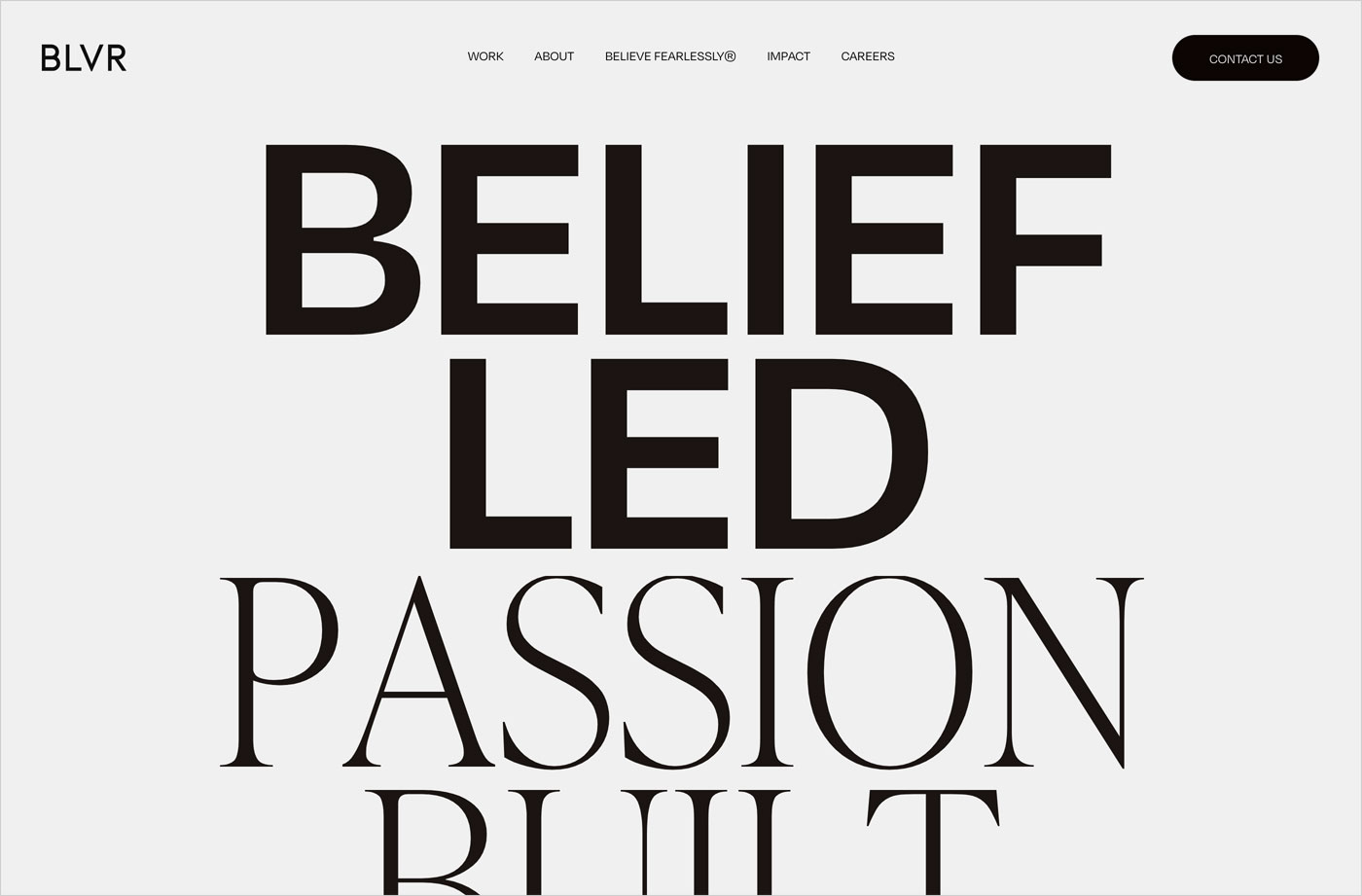 BLVR | Belief-Led Creative Agency – Certified B Corporationウェブサイトの画面キャプチャ画像