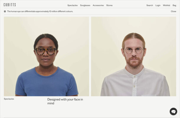 Cubitts: The Modern Spectacle Makerウェブサイトの画面キャプチャ画像