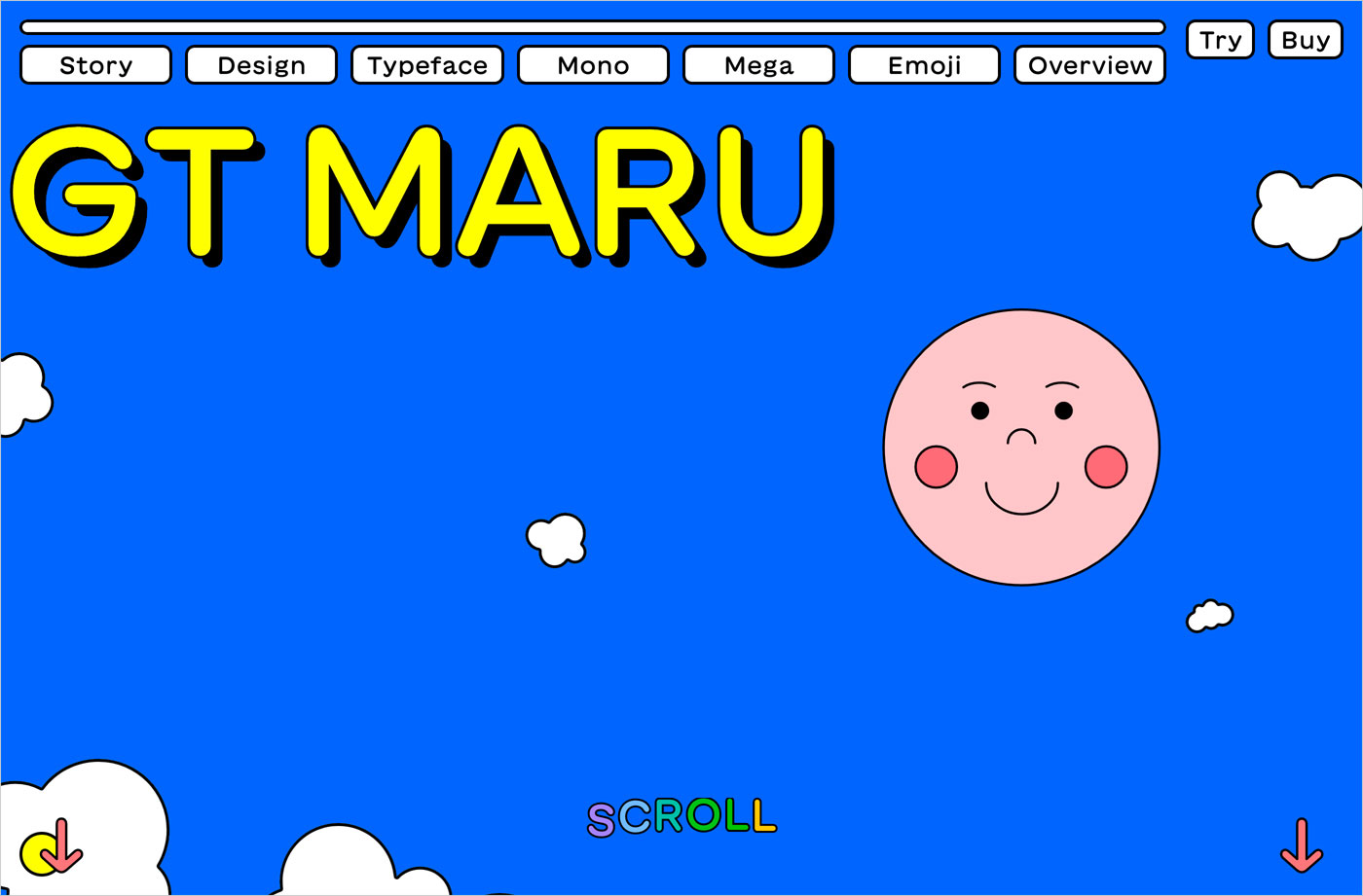 GT Maru exclusively at Grilli Type — Download Free Trial Fontsウェブサイトの画面キャプチャ画像