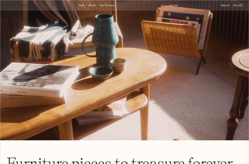 Heaps & Woods – Quality Handmade Wooden Furnitureウェブサイトの画面キャプチャ画像
