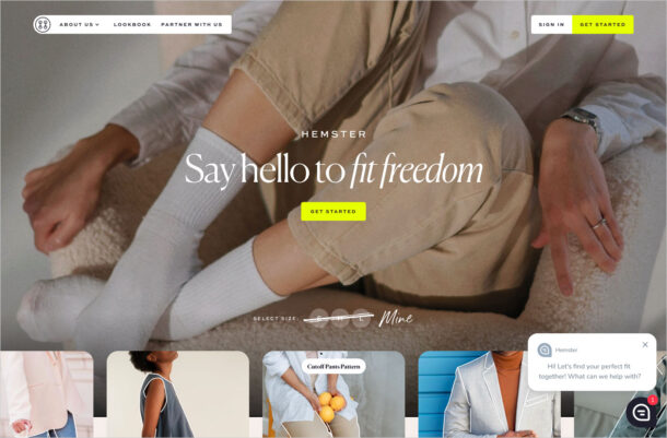 Hemster – Say hello to fit freedomウェブサイトの画面キャプチャ画像